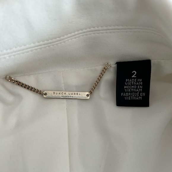 Chico’s Womens Cream Moto Jacket Size L Gold Zip Baddie Edgy Boss Lady - Picture 7 of 14